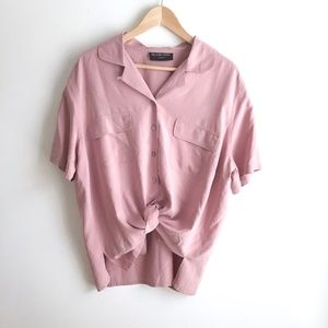 Vintage Silk Pocket Blouse Button Up